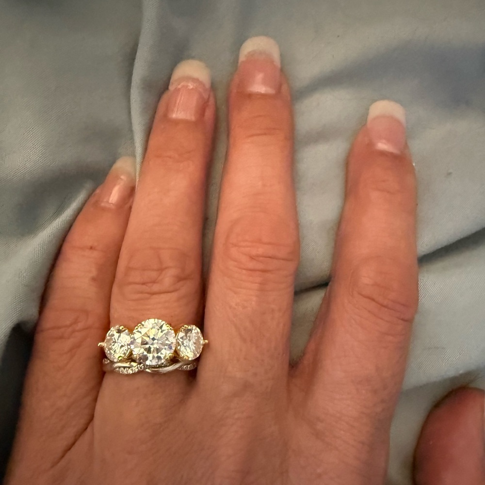 Elegant Silver Triple Stone Ring